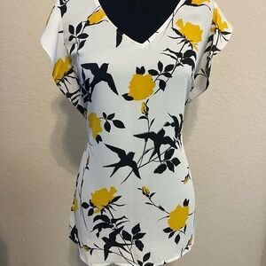 CAbi Yellow and Black Flowy Blouse